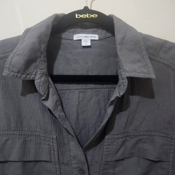 Standard James Perse Button Up Shirt Gray Size 2 (Medium) - Picture 2 of 6